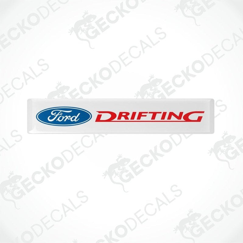 White vinyl decals with the Ford logo and the word 'DRIFTING' in red letters.