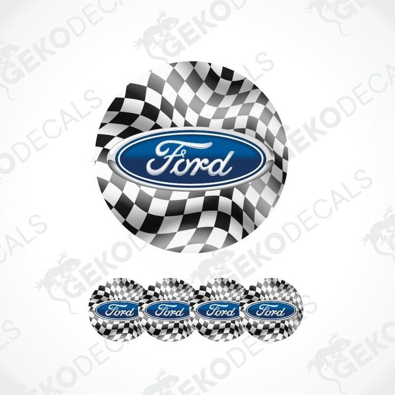 Ford logo with checkered pattern on a white background
