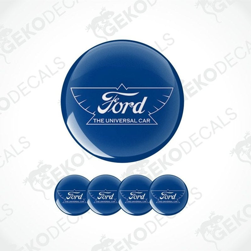 Set of blue Ford logo buttons on a white background with 'Gecko Decals' watermark.