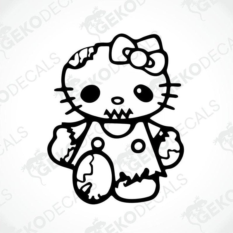 Black and white sticker of Hello Kitty, suitable for car stickers.