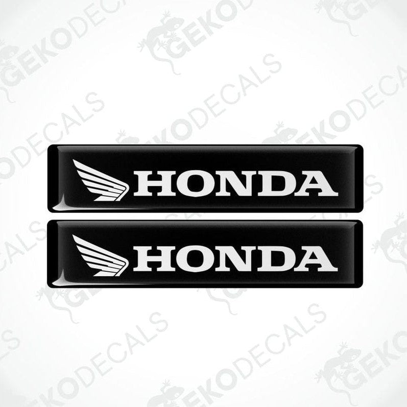 Two Honda logo decals on a white background with 'Gekodecals' branding.
