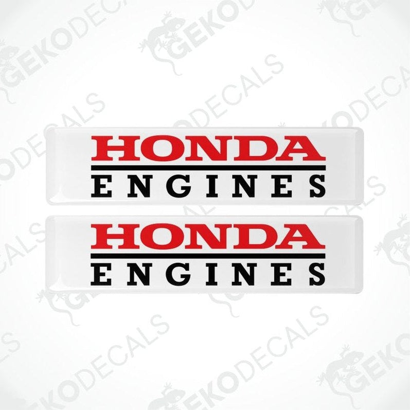 Two Honda Engines decals with red and black text on a white background.