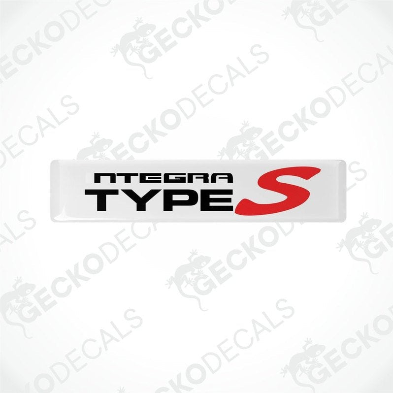 White vinyl stickers with the text 'INTEGRA Type S' in red and black.