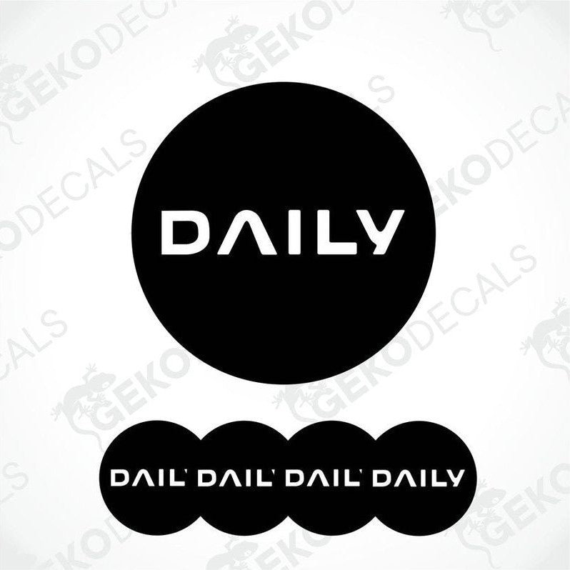A set of four black vinyl decals with the text 'DAILY' in white.