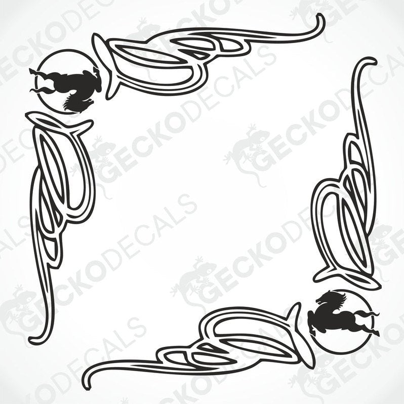A set of two black side window decals with a tribal design, intended for use on a vehicle such as an IVECO truck.