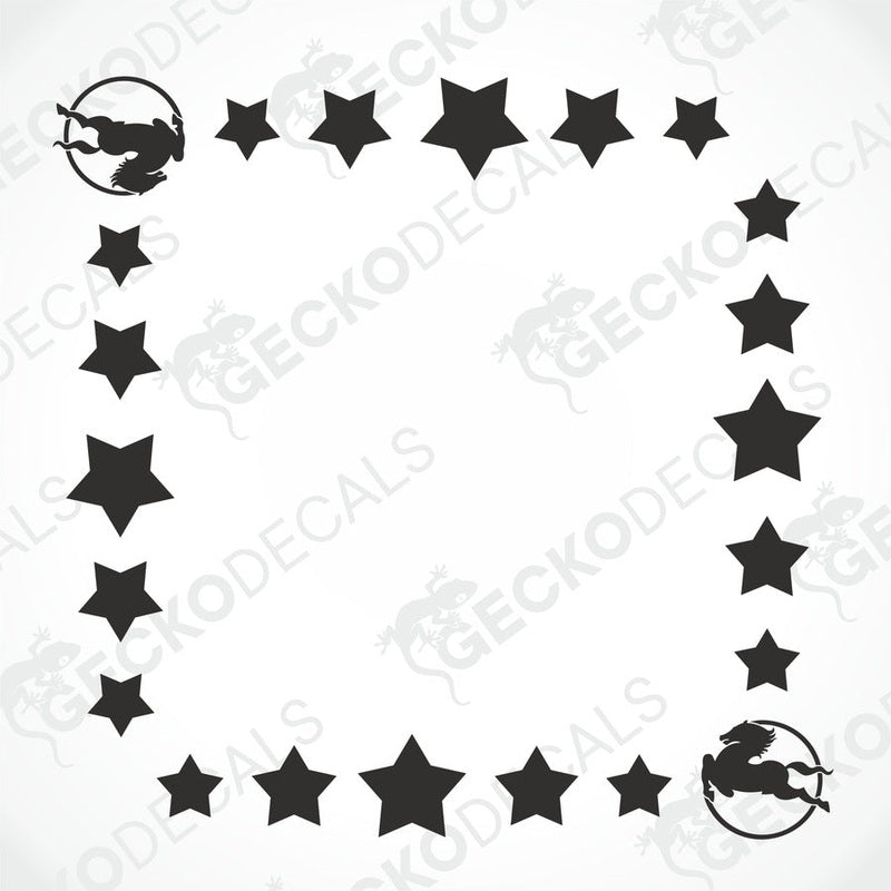 IVECO Stars side window decal set with black die-cut stars and horse logos on transfer paper