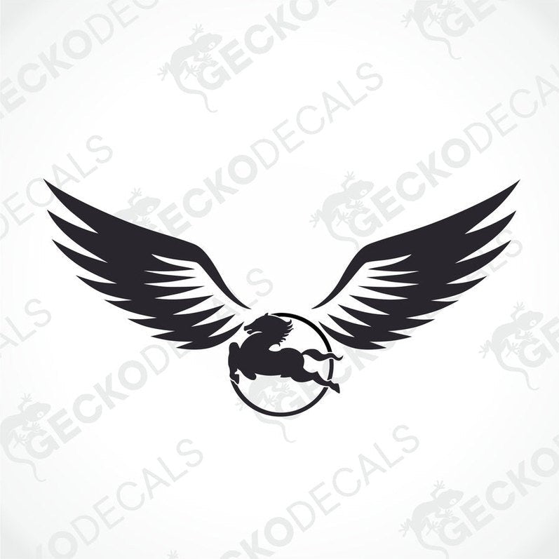 A black and white die cut sticker with a design resembling a stylized IVECO or a logo, and the text 'GeckoDecals'.