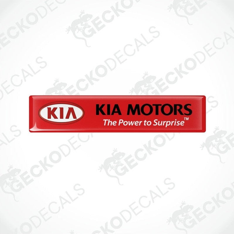 Red vinyl stickers with the Kia Motors logo in red and black.
