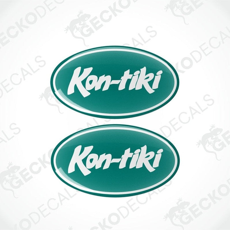 KON-TIKI epoxy resin vinyl decals teal-green with domed finish