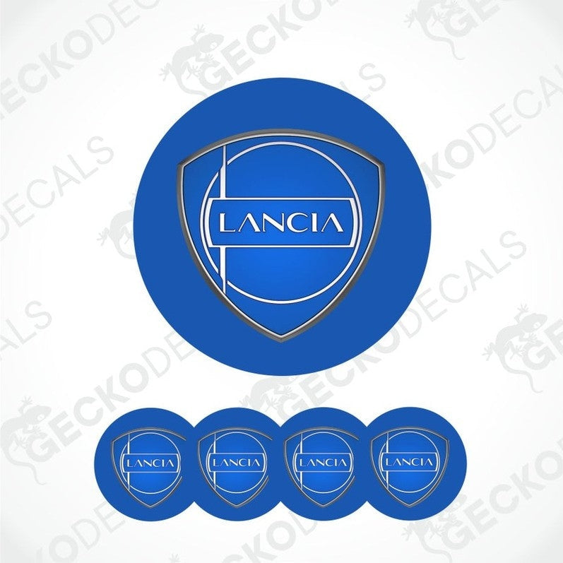 Lancia logo decal set on a white background with 'Gecko Decals' watermark.
