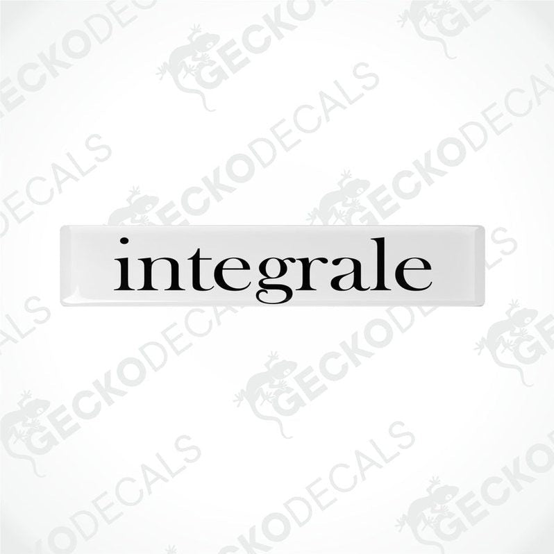 White vinyl decals with the word 'integrale' written in white letters.