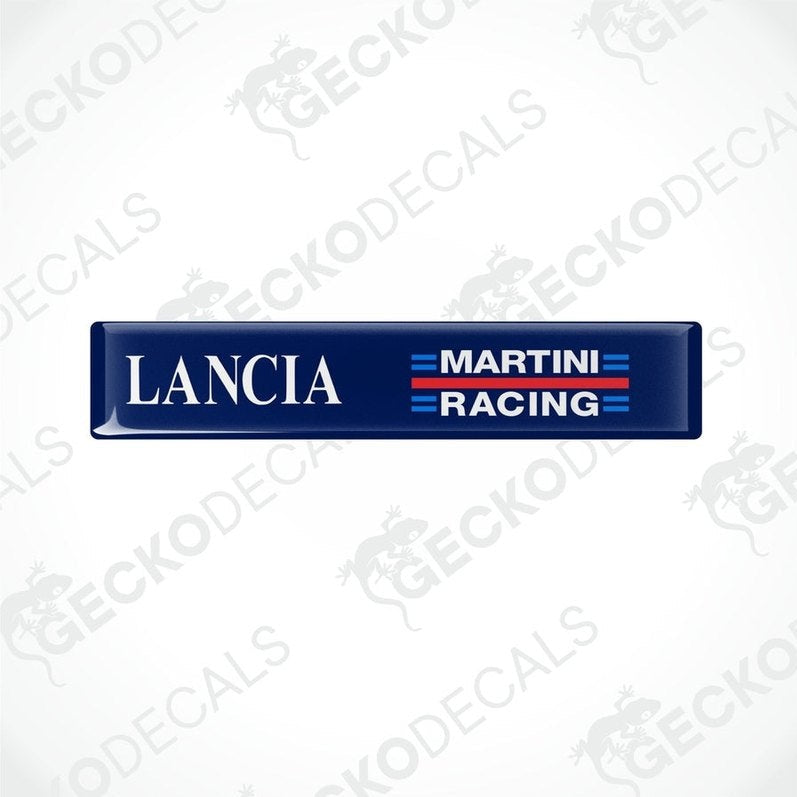 Blue vinyl decals with 'LANCIA MARTINI RACING' text in white and red