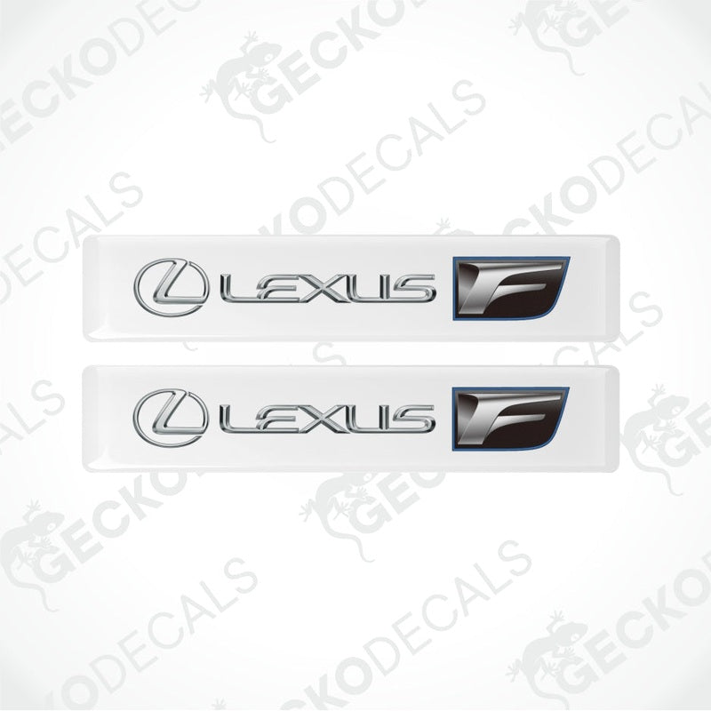 Two Lexus logo decals on a white background with 'Gecko Decals' branding.