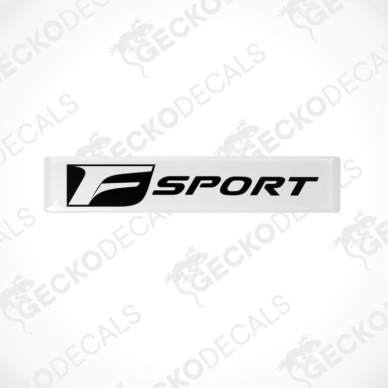 White vinyl stickers with the Lexus F Sport logo on a white background.