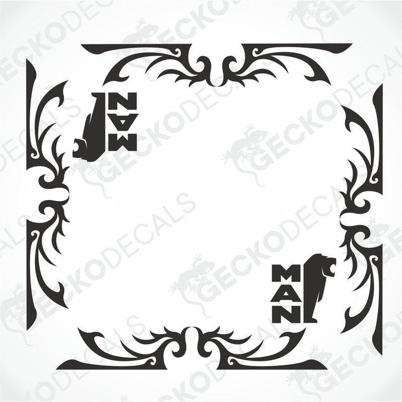 MAN truck side window decal set with lion logo on transfer paper