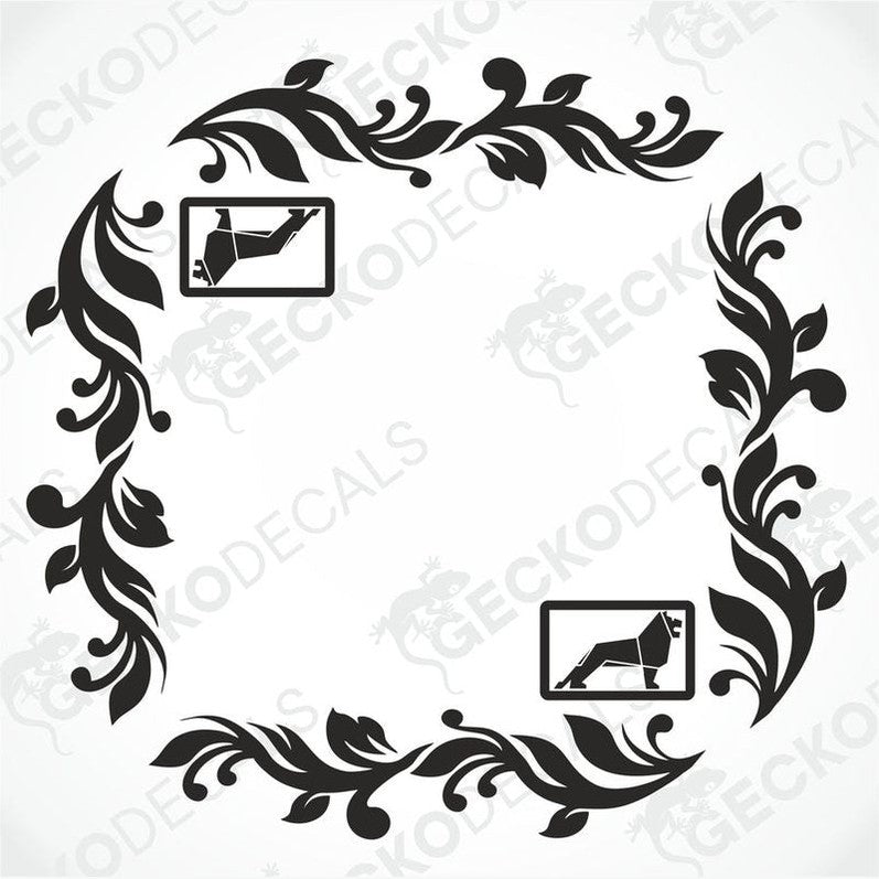A set of two black side window decals for a truck, with a geometric and tribal pattern design, including the letters 'MAN'.
