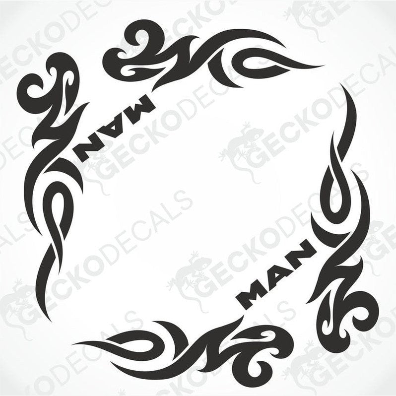 MAN tribal side window decal set black die-cut vinyl transfer paper