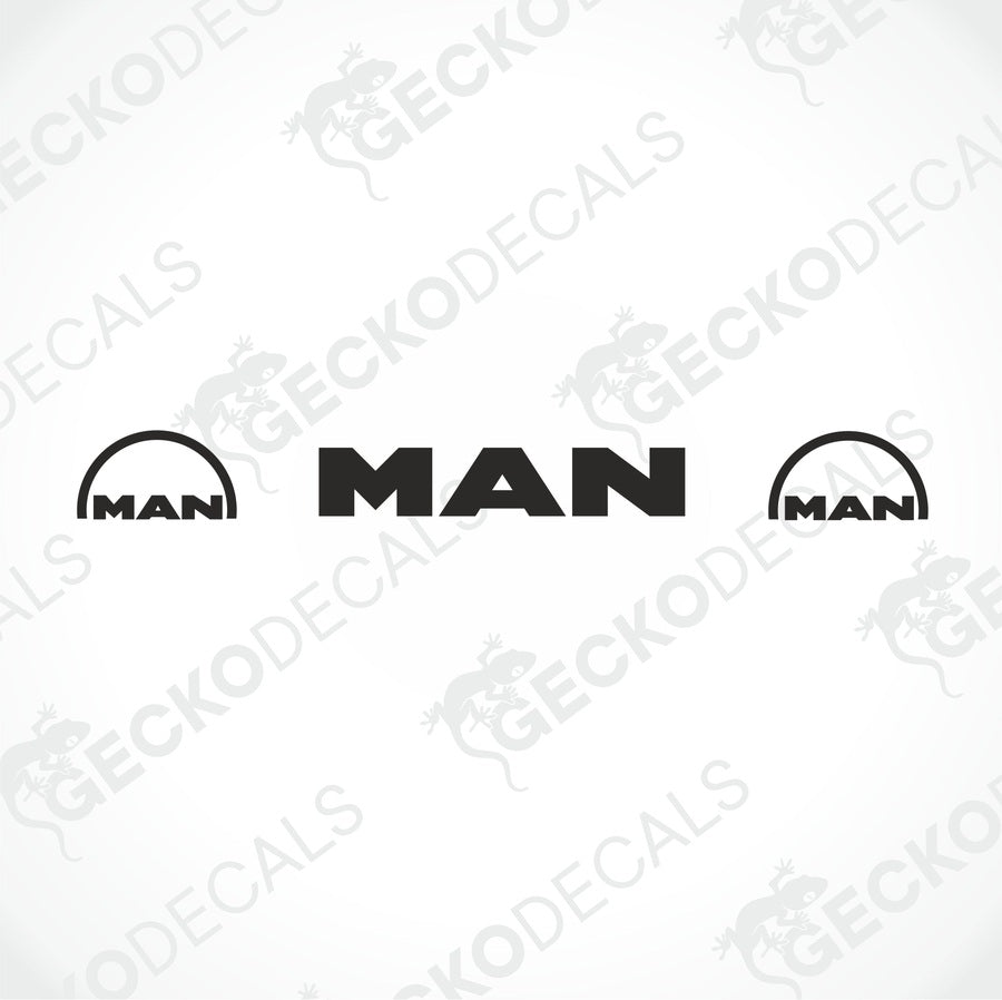 A front view of a MAN truck windscreen decal.