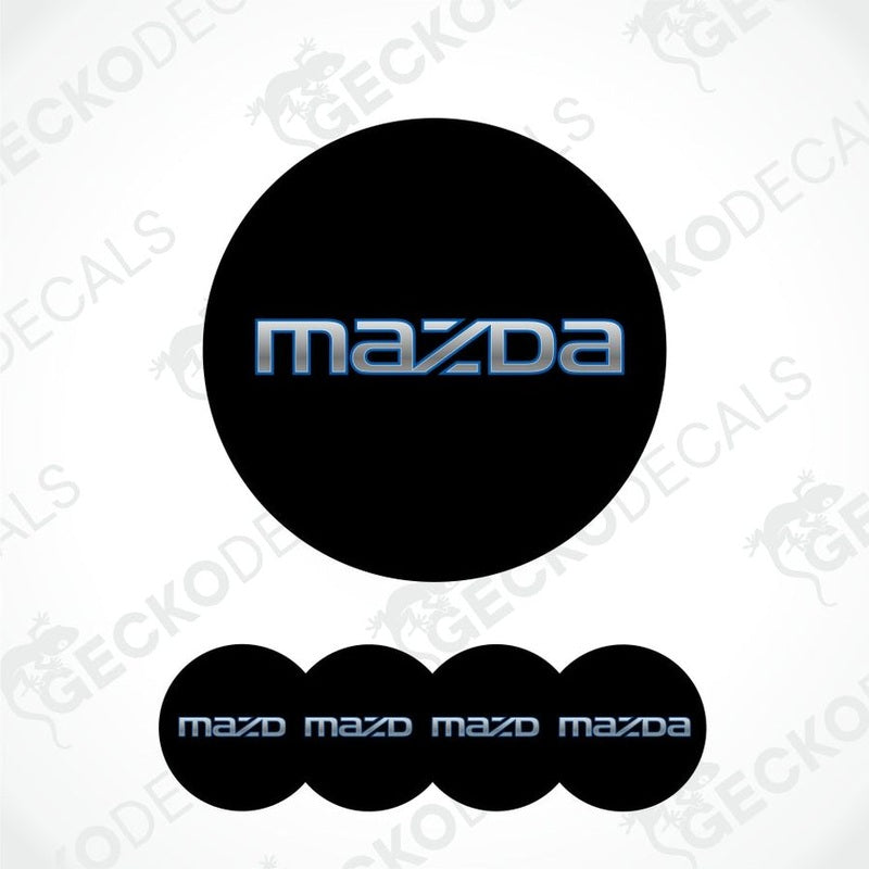 Mazda logo and text on a white background