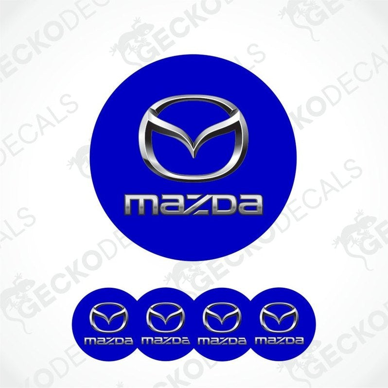 Mazda logo and decals on a white background with 'Gecko Decals' watermark.