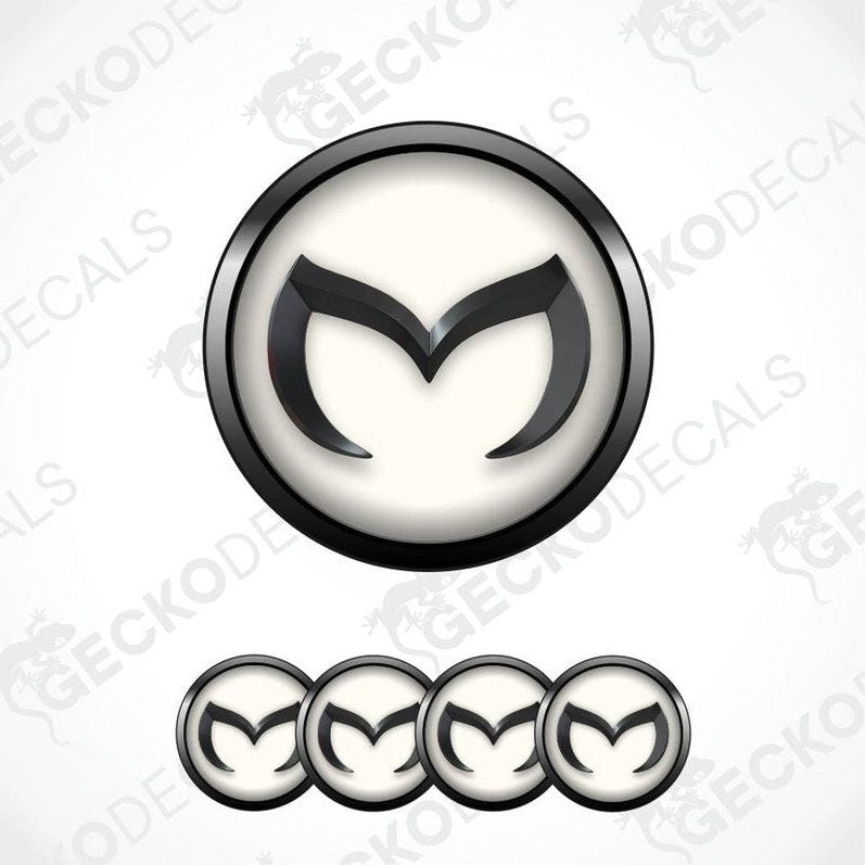 Mazda logo and emblem set on a white background with 'GECKODECALS' watermark.