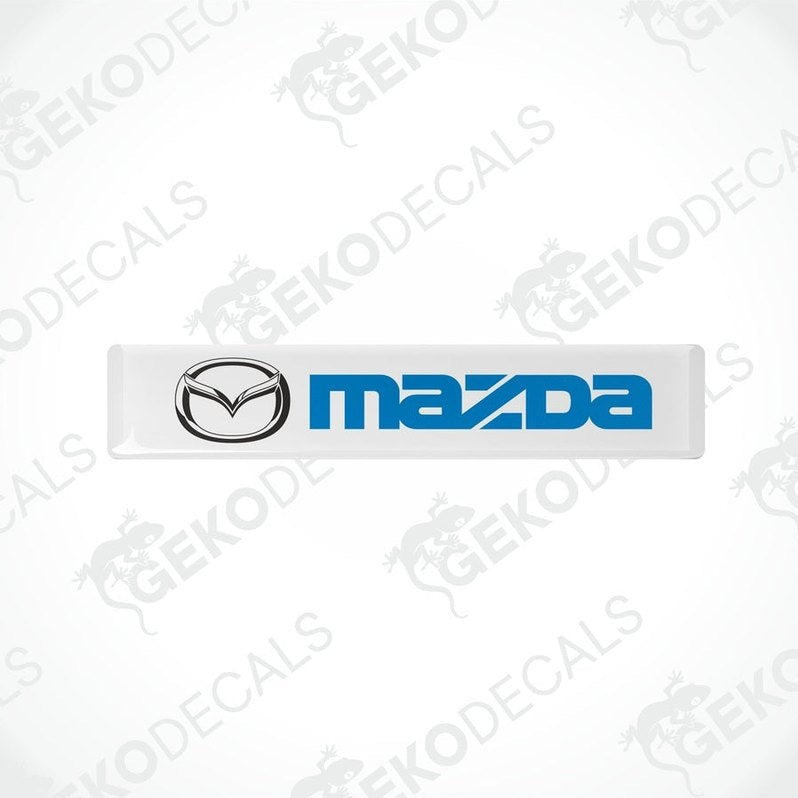 White and blue vinyl decals with the Mazda logo