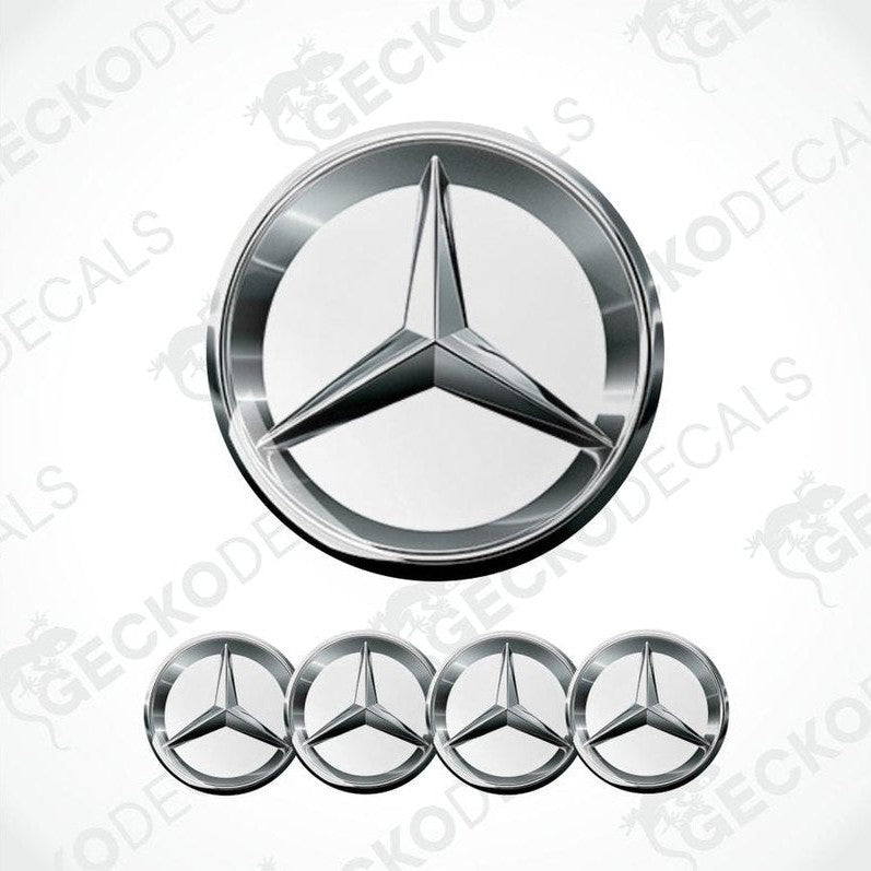 Spacious dark silver metallic Mercedes Benz logo, white inside