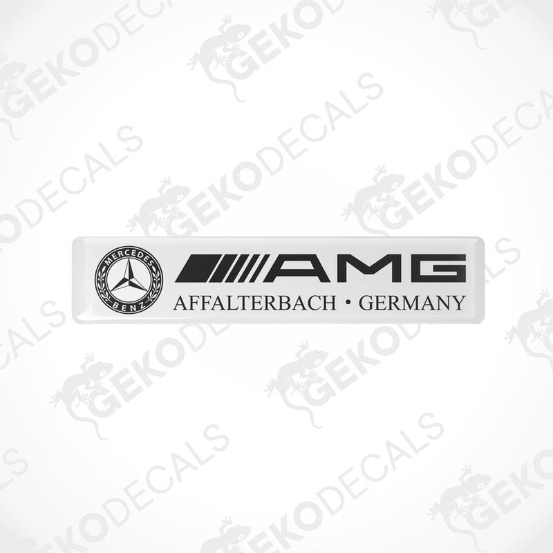 White vinyl stickers with the Mercedes-Benz AMG Affalterbach Germany branding.