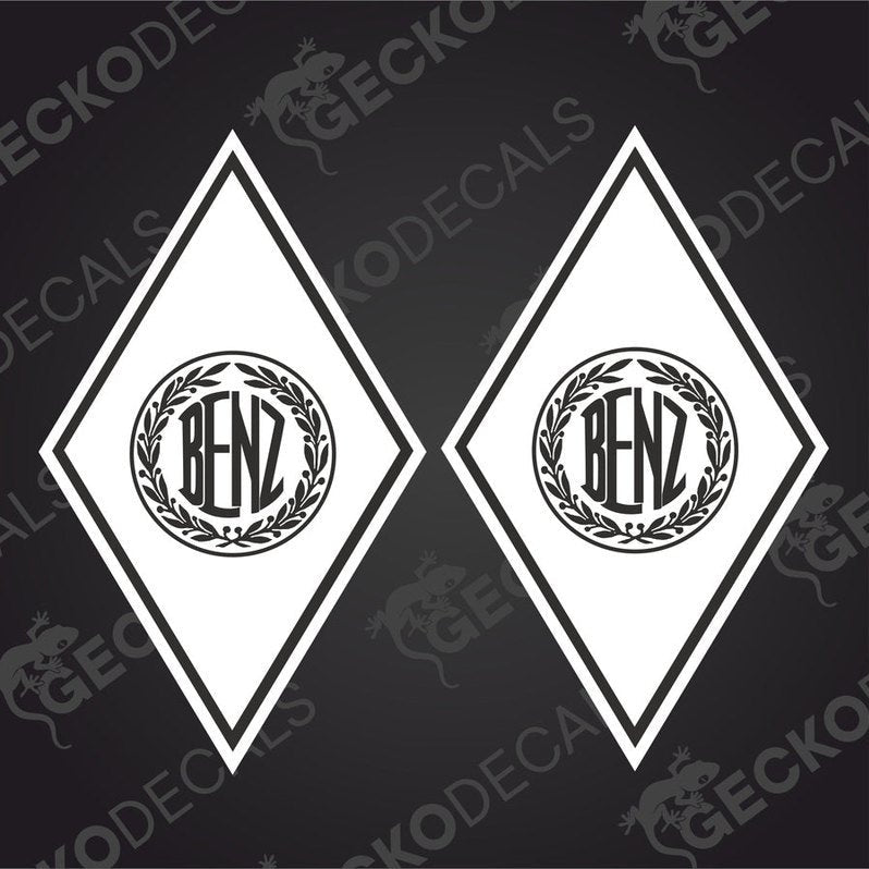 Two black decals with the Mercedes-Benz diamond logo in the center.