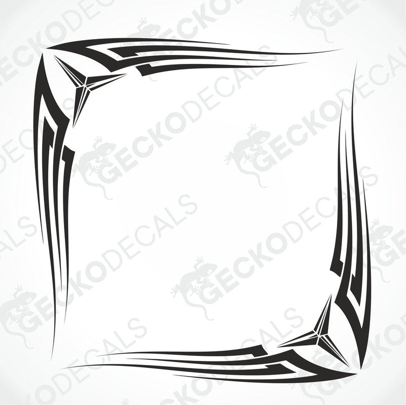 A black and white tribal pattern decal for a vehicle's side window.