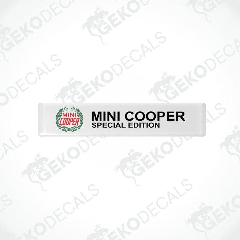 White, green,red and black vinyl decals with the Mini Cooper Special edition logo