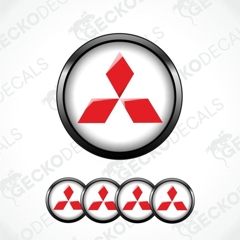 Mitsubishi logo decal set on a white background with 'GECKODECALS' branding.