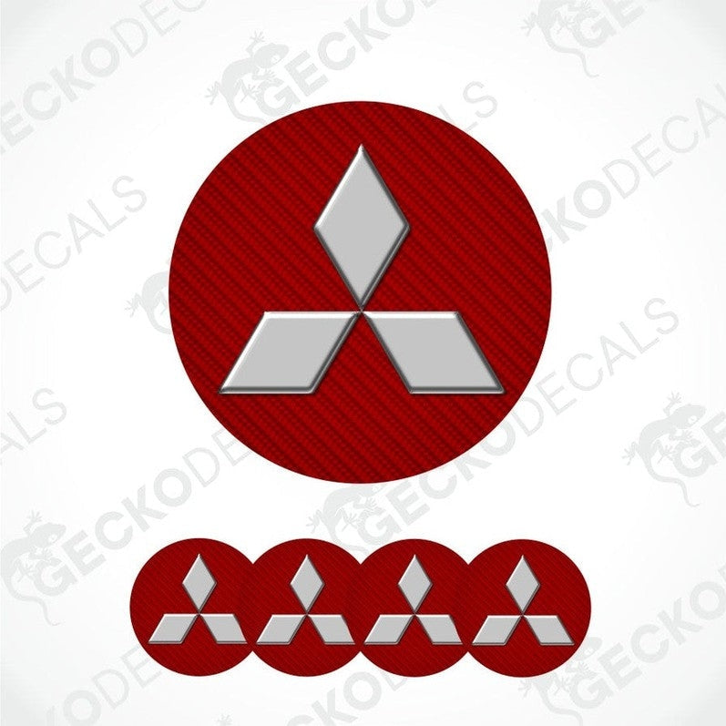 Mitsubishi logo decal on a white background with 'Gecko Decals' branding.