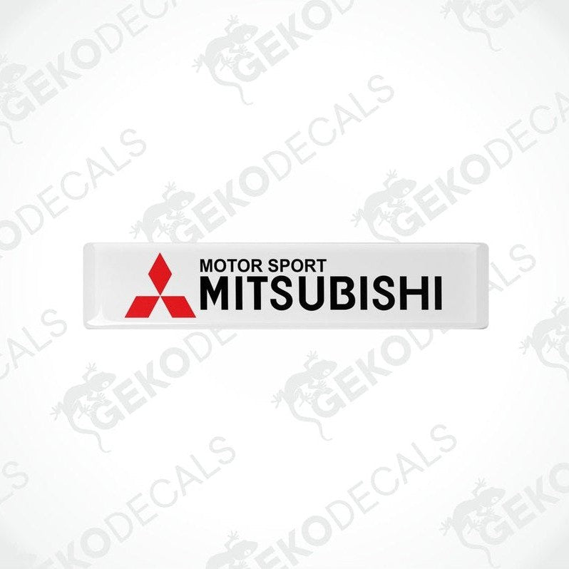 White vinyl decals with the red 'MOTOR SPORT MITSUBISHI' text and logo.