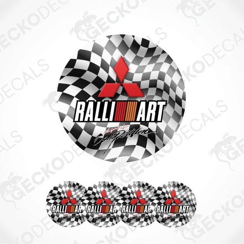 Mitsubishi Ralli Art logo with checkered pattern on a white background