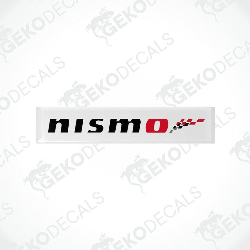 White vinyl stickers with red and black NISSAN NISMO logo design.