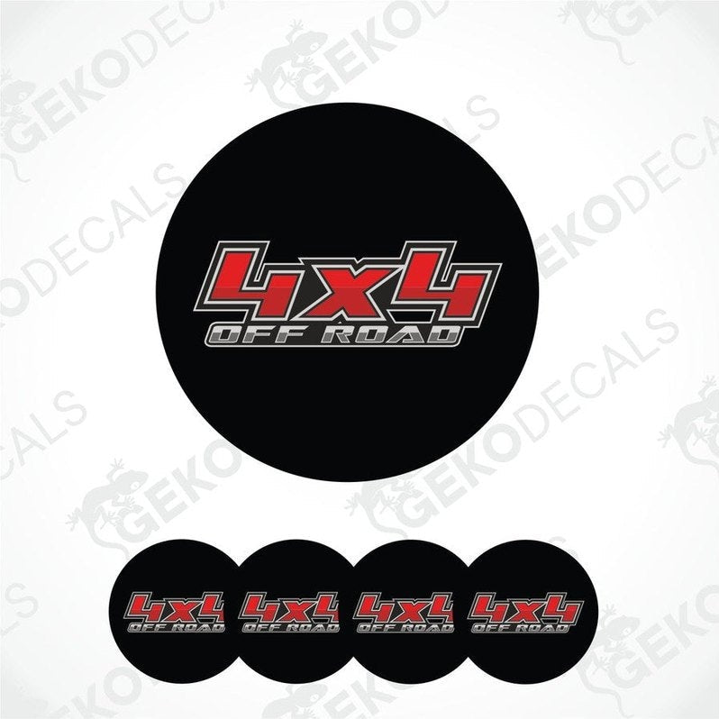 Black circular decal with '4x4 Off Road' text on a white background
