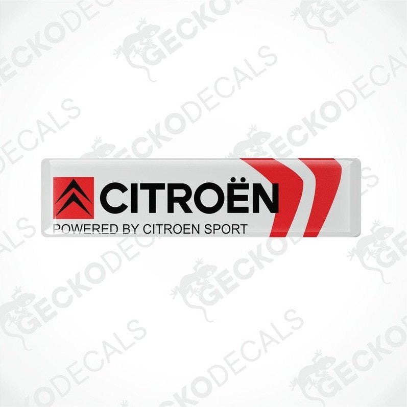 White, red, and black vinyl decals with the CITROEN brand and 'POWERED BY CITROEN SPORT' text