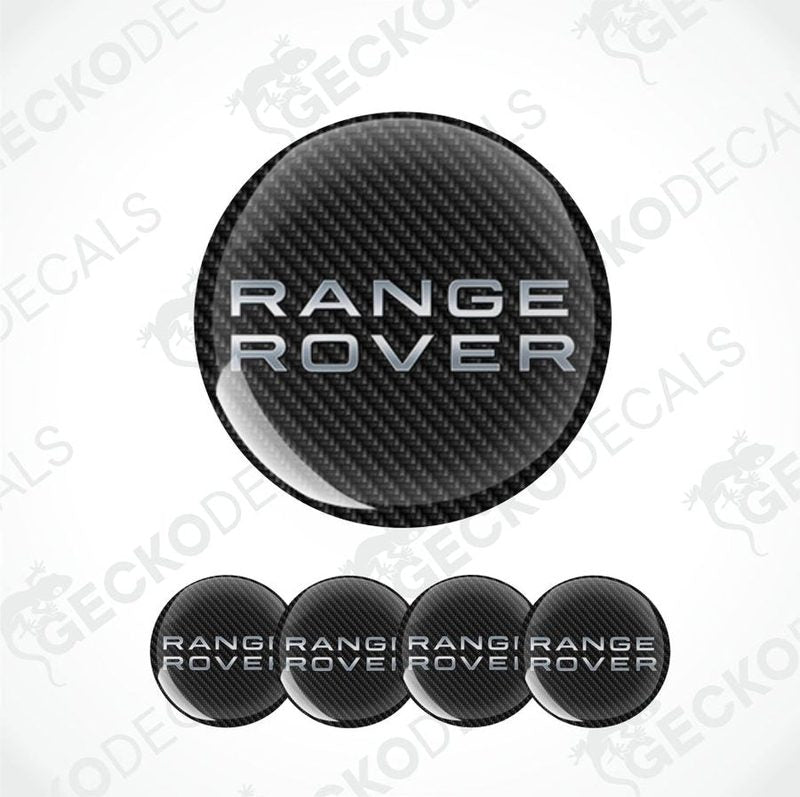 Carbon fiber pattern 'Range Rover' logo on a white background