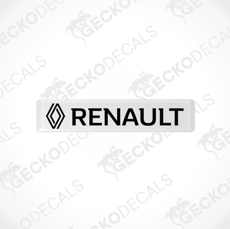 Withe and black rectangular car decals with the RENAULT logo