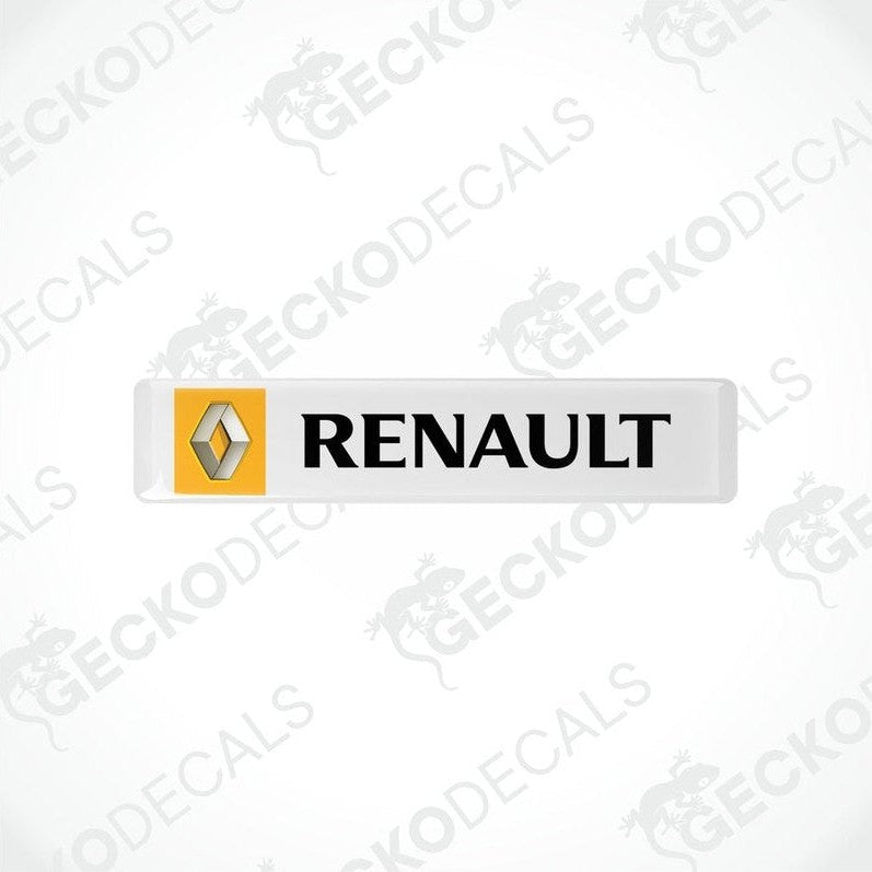 Withe vinyl stickers with the RENAULT logo in yellow.