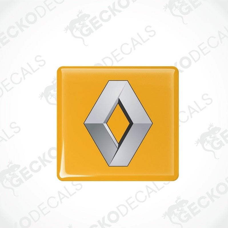Yellow and silver square-shaped decals with the RENAULT logo.