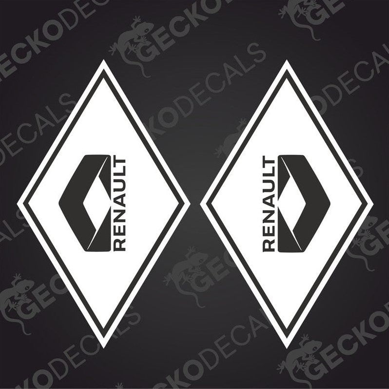Two black and white diamond-shaped decals with the RENAULT logo.