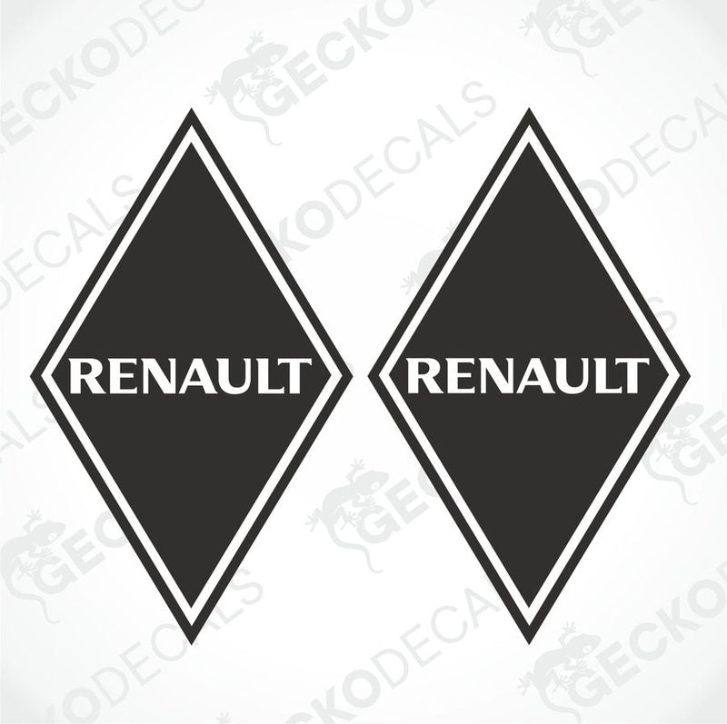 Two black and white diamond-shaped decals with the Renault brand logo.