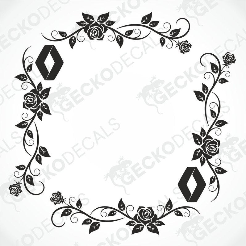 A die cut sticker with a floral design intended for use as a decal on vehicle windows.