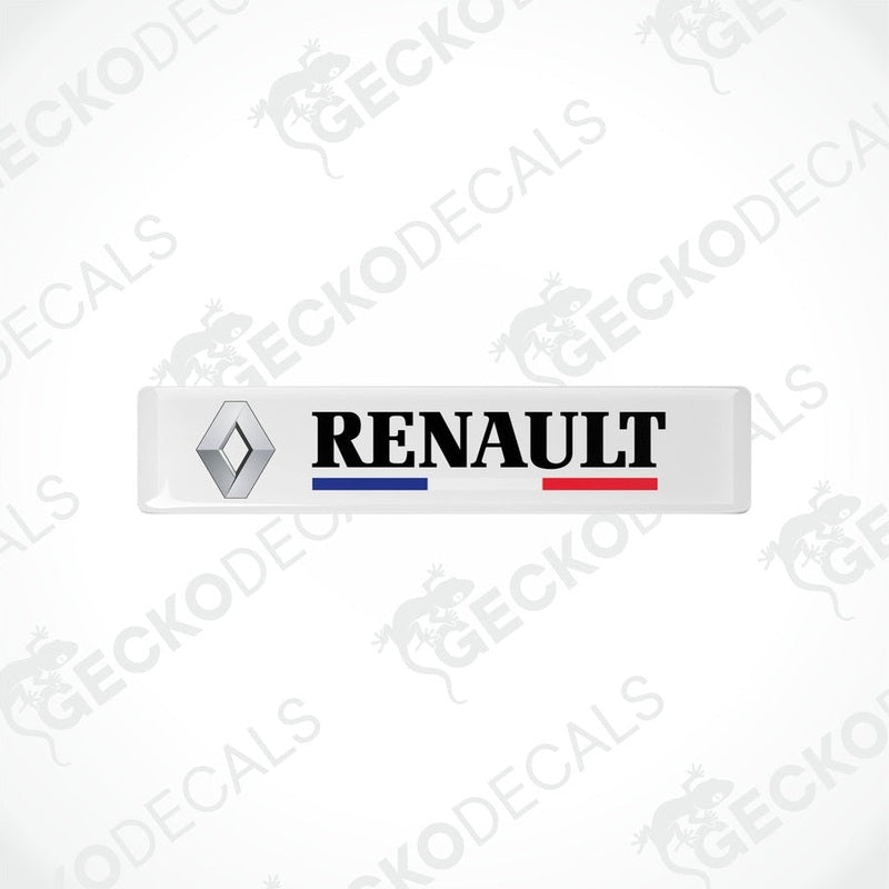 Withe vinyl decals with the Renault logo and the colors of the French flag
