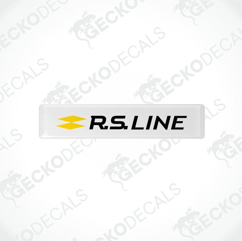 Withe, yellow, and black racing decals with the text 'R.S.LINE' and checkered flag design.