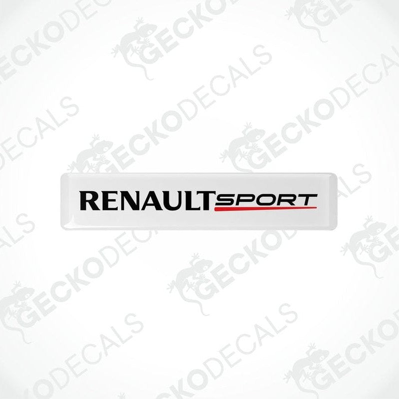 Withe vinyl stickers with the text 'RENAULT SPORT' in black and red