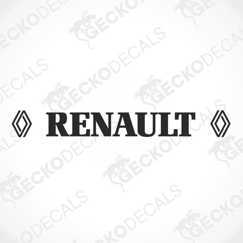 A Renault truck with a die cut decal on the windscreen.