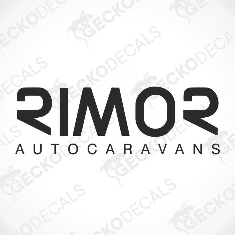 A black die cut decal with the Rimor Autocaravans logo.